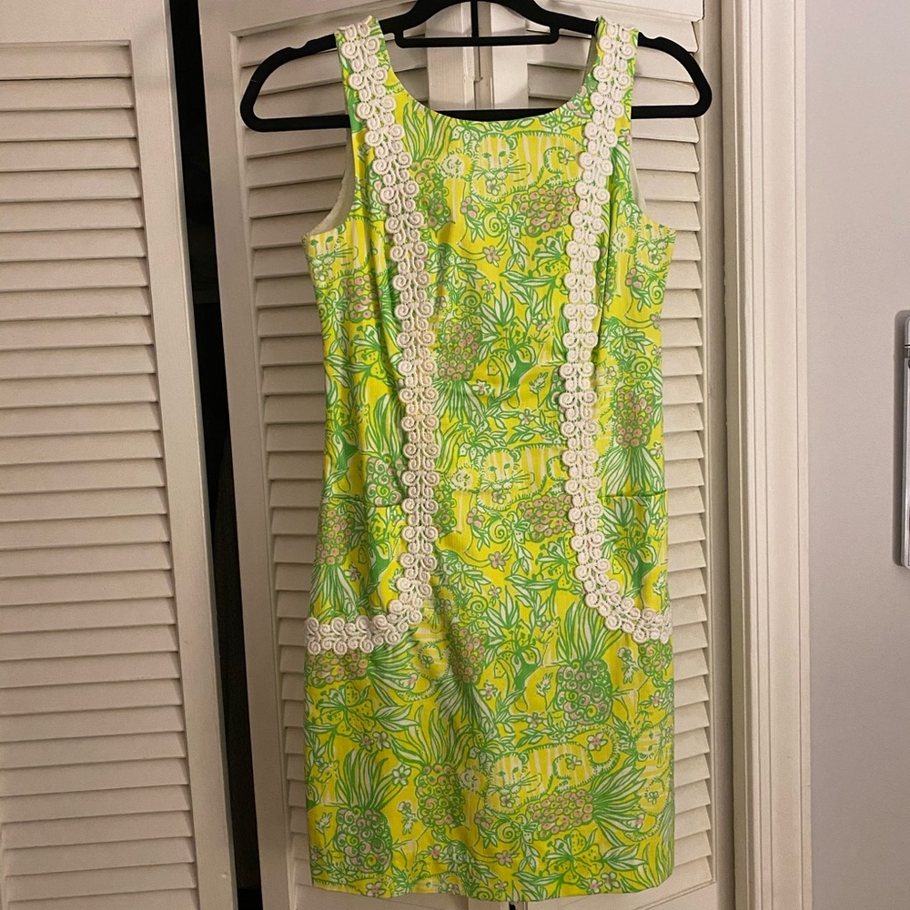 LILLY PULITZER GREEN AND YELLOW SHIFT DRESS